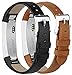Tobfit Kompatibel mit Fitbit Alta HR Armband, Fitbit Alta Armband Lederarmband Edelstahl Schnalle Ersatzarmbänder für Fitbit Alta und Fitbit Alta HR (Kein Tracker) (Schwarz & Braun)