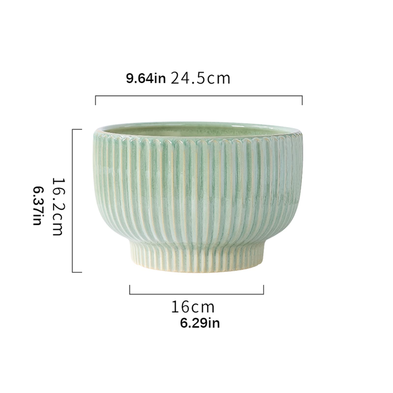 Vasi da Giardino Vasi per fioriere in Ceramica a Strisce per Piante, 9,6" x 9,6" x 6,3" Fioriere succulente con Fori di drenaggio Vaso per Piante da vivaio