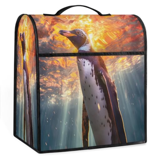Coffee Maker Cover Ocean Penguin Kitchen Appliance Covers Small Appliance Covers Blender Cover Juicer Cover Dust Covers for Kitchen Appliances with Top Handle and Pockets,Washable,C524