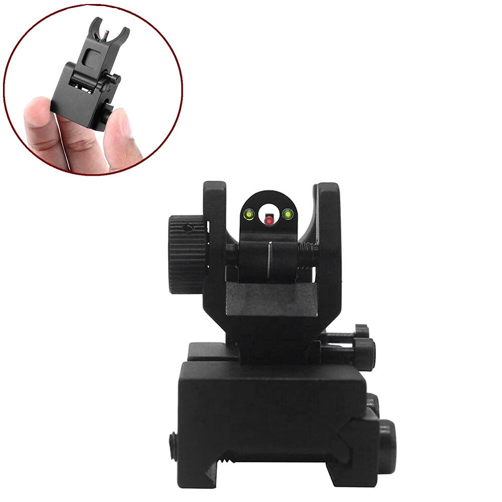 HWZ Tactical Low Fiber Optic Iron Combat Juego de mira Frontal y Trasero de Fibra óptica Plegable Juego de puntería con Herramientas de Ajuste