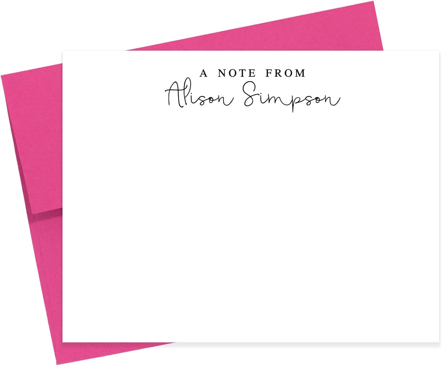 A Note From Calligraphy Script Personalized Stationery NoteCard - Personalized Flat Cards With Envelopes Stationary For Girls