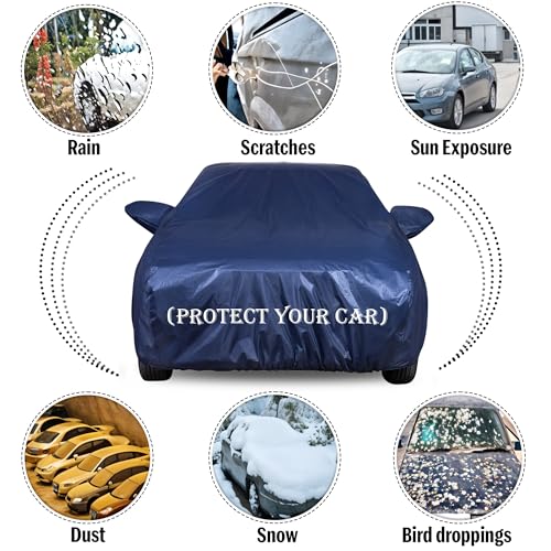 Image of Autofact 210D SuperDuper Waterproof Car Cover for Ford Ecosport | All-Weather Protection, UV & Heat Resistant, Windproof with Buckle Belt, Scratchproof & Dustproof, Navy Blue Color