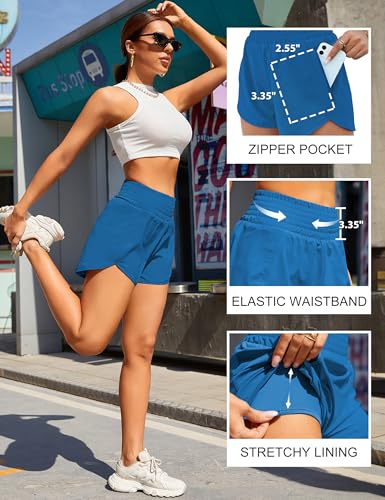 Image of BMJL Women's Athletic Shorts High Waisted Running Shorts Pocket Sporty Shorts Gym Elastic Workout Shorts