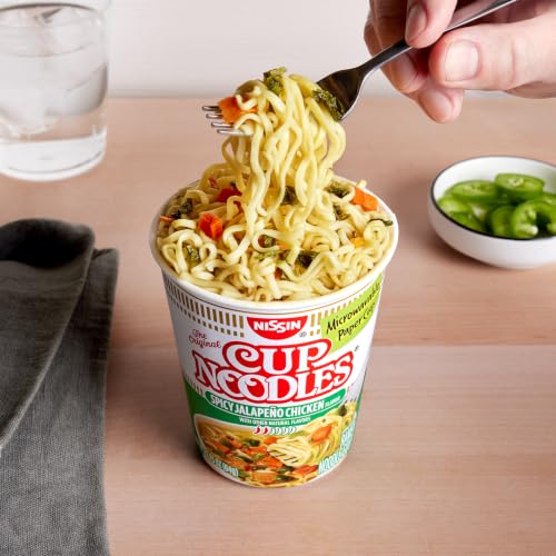 Image of Nissin Cup Noodles, Spicy Jalapeno Chicken (Pack of 12) | Ramen Noodle Soup