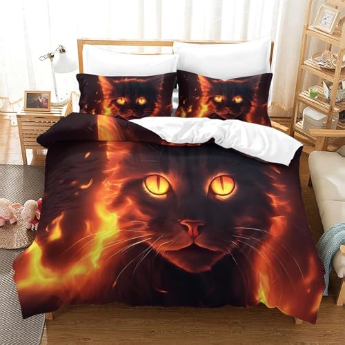 Housse de couette 140x200 chat 3D microfibre facile à laver - 2