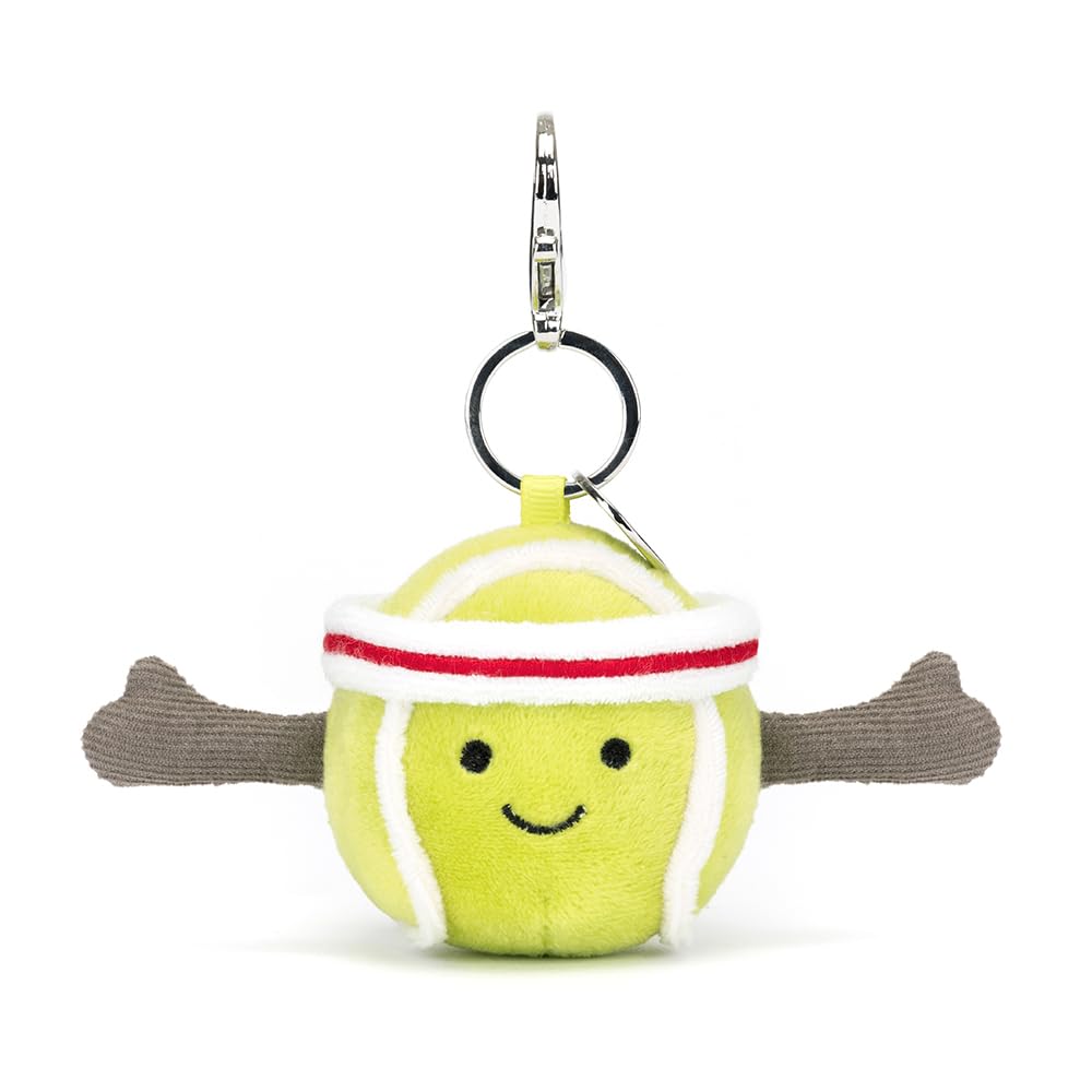 Jellycat Amuseables Tennis Ball Bag Charm, 2.5 inches | Sports Plush Keychain | Gift for Sports Fans, Tennis