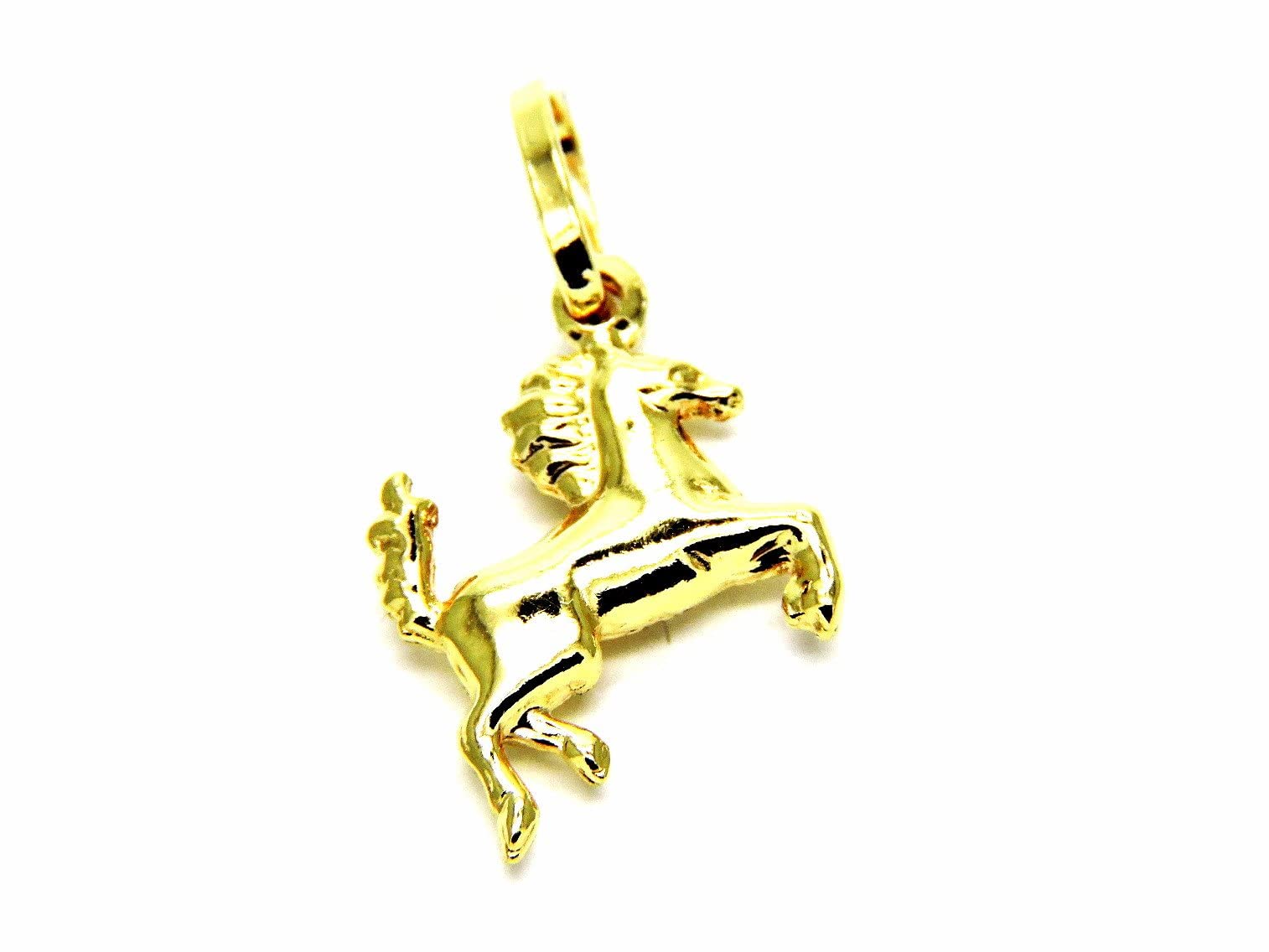 Colgante de oro amarillo de 18 quilates (750) con colgante de caballo pequeño caballo, para niños y niñas