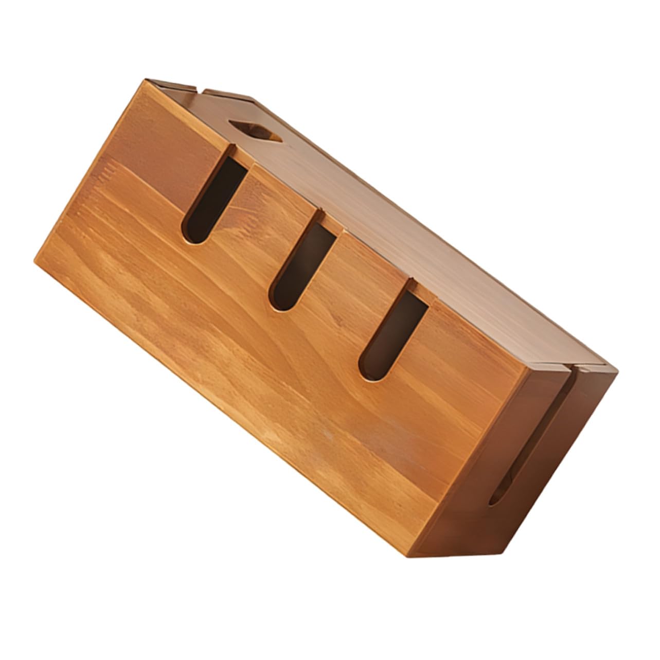 Veemoon Scatola Organizer per Gestione Cavi in Legno Massello Custodia per Passa Cavi da Scrivania Contenitore Multiuso per Alimentatori Caricabatterie e Prolunghe Design Classico
