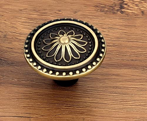 Image of VOLO Antique Brass Cabinet Knob /Wardrobe Door Knobs /Cupboard Drawer Pull Handle /Kitchen Drawer Knob (Knob S-152 Antique), Antique Brass Finish (4)