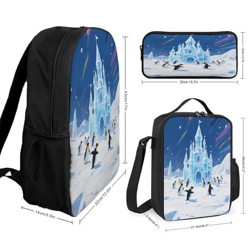 Snow World 3pcs Lightweight Travel Backpack Printed Backpack With Lunch Pack Storage Box Case2
