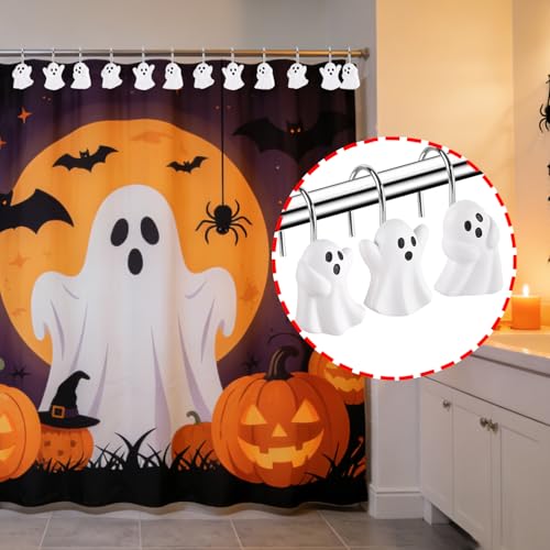 12PCS Ghost Shower Curtain Hooks,Halloween Decorative Shower Curtain Rings - image 3