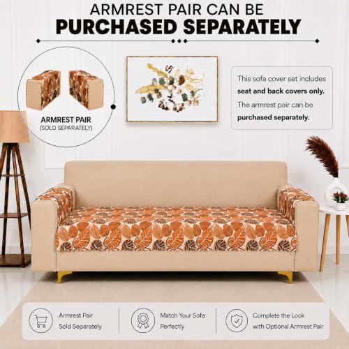 Image of Homerz Premium Printed Quilted Velvet Sofa Slip Cover Protector, Sofa Mat, Exact Size, Antislip Cover (Bloomora, 6 (3+2+1) Seater, Half)