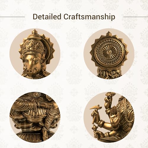 Image of SILAII Goddess Varahi Amman Sculpture - Antique Bronze Finish, Handcrafted Statue for Puja Room, Home Decor, and Gifting (Antique Bronze, 9 INCH)