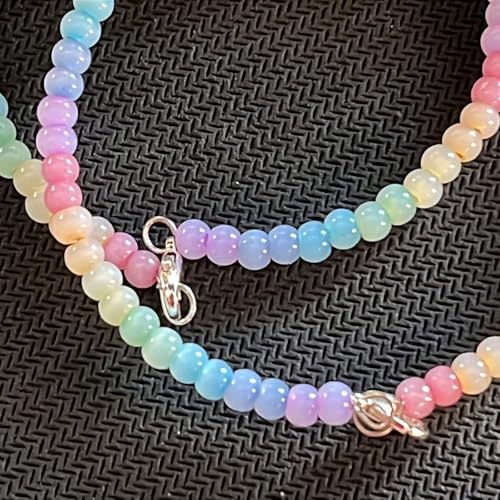 5Pcs Beaded Bracelets kit Rainbow Round Glass Bracelet for Women Bracelet Multi Beads Handmade Bracelets Memory Wire Bracelet Jewelry4