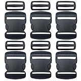 6 Set 2 Inch Flat Dual Adjustable Plastic Quick Side Release Plastic Buckles and Tri-Glide Slides for Luggage Straps Pet Collar Backpack Repairing (Black, Fit for 2
