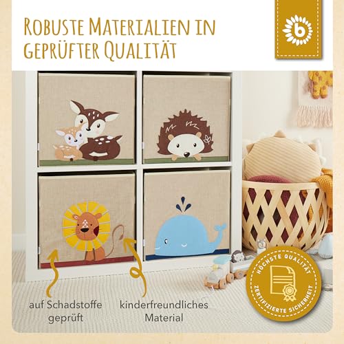Bieco Aufbewahrungsbox Kinder | Löwen Motiv ca. 36L faltbar | Süße Spielzeug Kiste für Kallax Regal | Aufbewahrungsbox 33x33x33 | Kallax Boxen für Spielzeug Aufbewahrung | Storage Box Kallax
