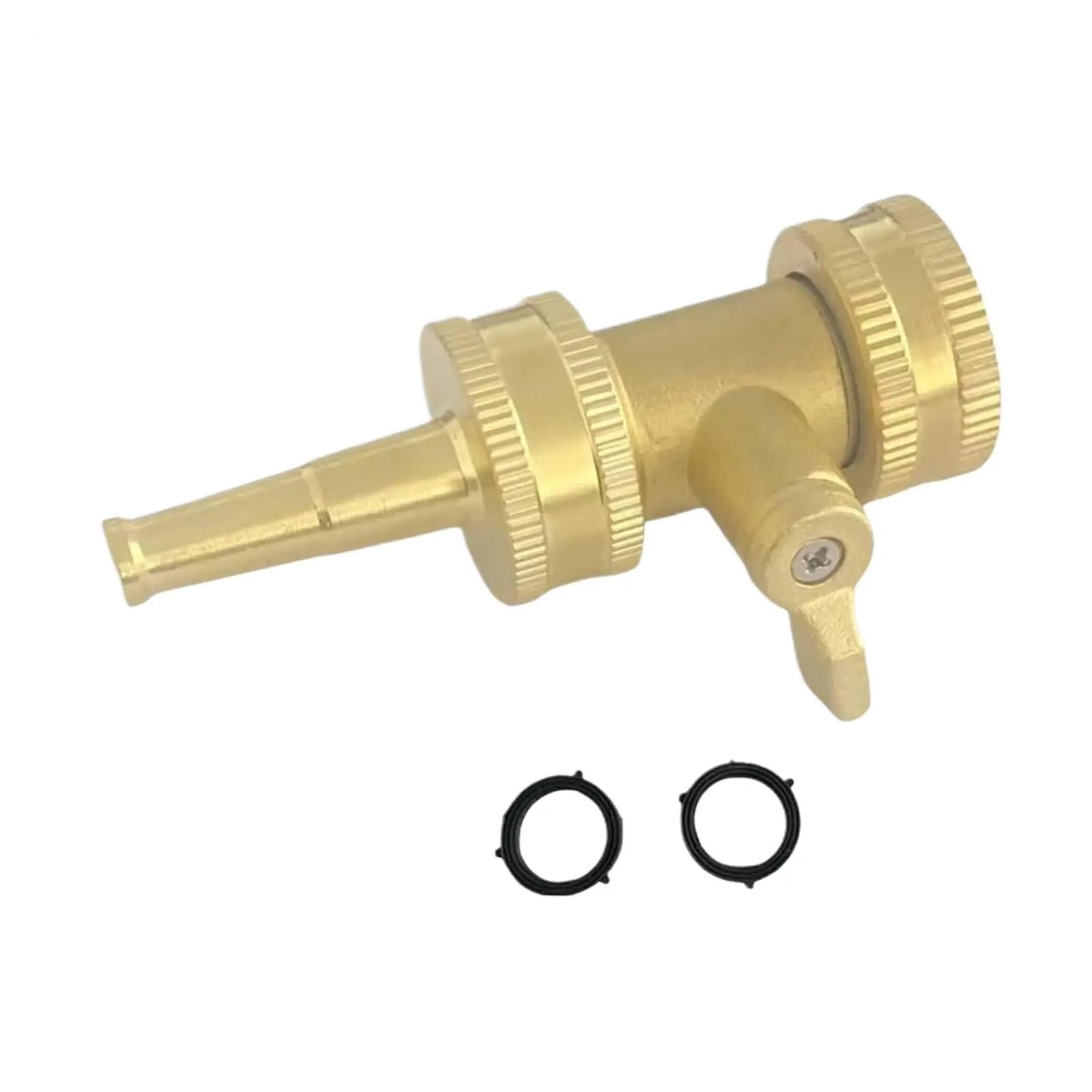 Lot de 2 raccords de tuyau d'arrosage en laiton avec valve – Pulvérisateur haute pression pour tuyau d'arrosage