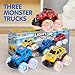 JOYIN 3 Pack Light Up Monster Trucks for Boys and Girls - Motion Activated Light-Up Cars for Toddlers - Monster Turck with Lightning Wheels - Baby Toy Gift - Toy Truck for Boys Girls Kids