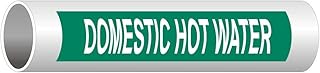 ComplianceSigns.com Domestic Hot Water English + Spanish ASME A13.1 Pipe Label Decal, 8x2 in. 5-Pack Vinyl for Pipe Markers