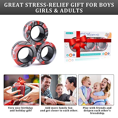 Cevioce 3Pcs Magnetic Rings Fidget Toy Set, ADHD Anxiety Magnetic Fidget Toys Adults Fidget Spinner Rings for Relief, Easter Gifts for Kids 8+ Year Old Easter Basket Stuffers for Teens Boys Girls B by Cevioce - Image 7