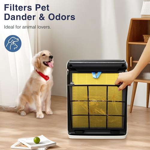 2 Pack Vital 100S Pet Care Replacement Filter for LEVOIT Vital 100S and Vital 100S-P Air Purifier, 3-In-1 Filter, Efficiency Activated Carbon for Pets, Dust, Pollen, Vital 100S-RF-PA, Yellow