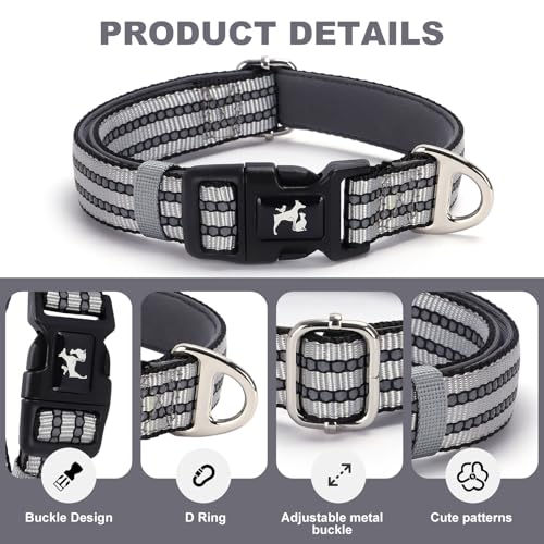 Collar reflectante para perros con neopreno suave ajustable M miniatura 6