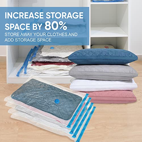 Image of Roomimaster Vacuum Storage Bags, Vacuum Seal Space Saver Bags for Clothing, Travel Lugggage, Carry-on, Blankets, Comforters, Pillow, Bedding, 20 Combo