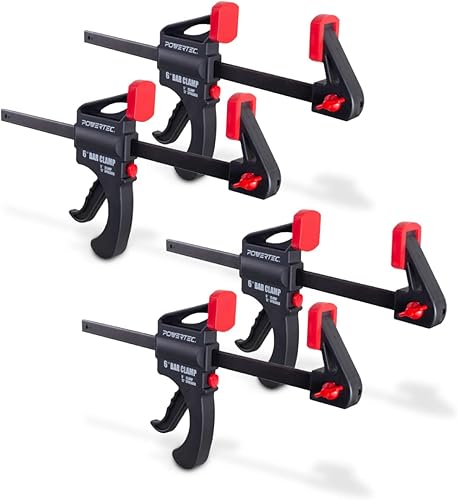 POWERTEC 71593 - Abrazadera de barra de liberación rápida de 6 pulgadas con esparcidor de 12 pulgadas Abrazadera de barra de trinquete - Paquete de POWERTEC 71593 - Abrazadera de barra de liberación rápida de 6 pulgadas con esparcidor de 12 pulgadas Abrazadera de barra de trinquete - Paquete de