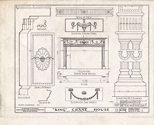 Historic Pictoric : Blueprint HABS NJ,7-MONC,1- (Sheet 12 of 15) - King Crane House, 159 Glenridge Avenue, Montclair, Essex County, NJ 14in x 11in