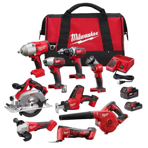 MILWAUKEE M18 18-Volt Lithium-Ion Cordless 9-Tool Combo Kit with 3 4.0 Ah Batteries, Charger and...