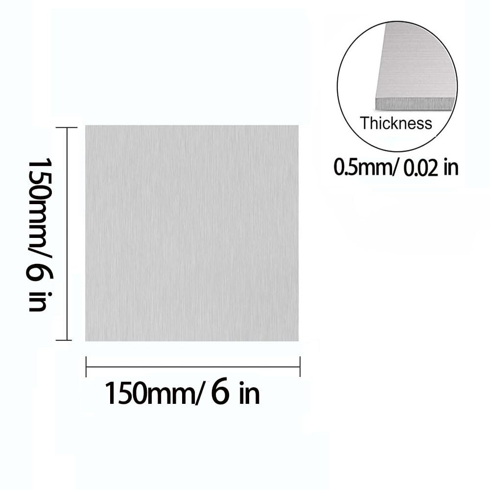 Plaque En Tôle D'Acier Inoxydable Pour L'Artisanat, 180 X 180 X 2 Mm, 3 Pièces/150Mm*150Mm*0.5Mm