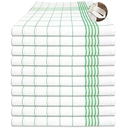 MTEXT Geschirrtücher Küchenhandtuch aus 100% Baumwolle 10 Stück Pack, 50x70 cm, 60g, grün weiß karriert (Grün)