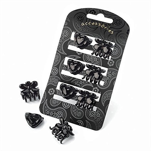 Six Piece Heart & Flower Mini Hair Claw Set