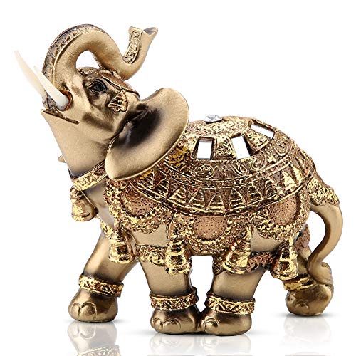 51k0SiqqcEL Golden Elephant Statue 5.5 Lucky Feng Shui, Thai...