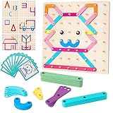 EZVYAO Wooden Montessori Toy for Toddlers, Letter Number Construction Set Pegboard Puzzle Stacking Blocks, Preschool Learning ABC Shape Educational Toys for Kids Boys Girls