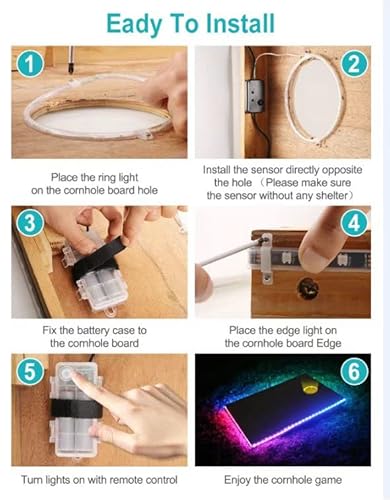 1 Pack Cornhole Board Lights With Sensor Version, 7 Color Changing Corn Hole Lights With Battery, Cornhole Set Light For Hole And Board Accessories, Backyard Bean Toss Corn Holes Outdoor Game #TOP1