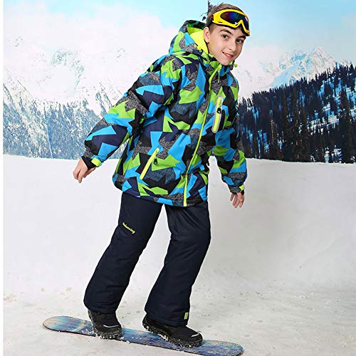 Image of WOWULOVELY Big Boy's 2-Piece Colorblock Snow Pants and Jacket Snowsuit Ski Suit