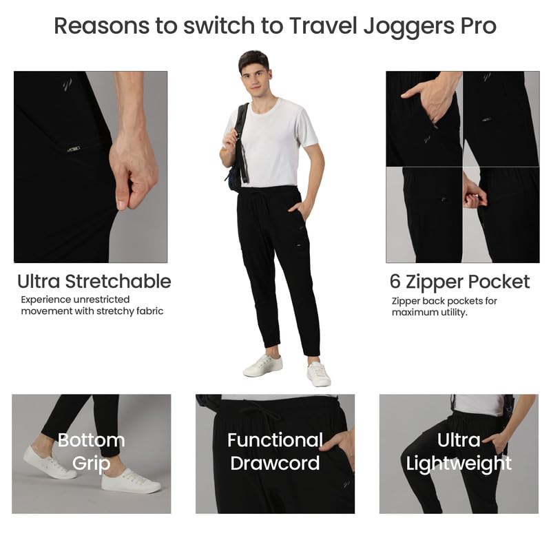 Image of BLUE TYGA Travel Joggers Pro for Men | Ultrastretch, Wrinkle Free & Sweat Wicking Travel Joggers | Quick Dry & Odour Control Joggers for Travelling