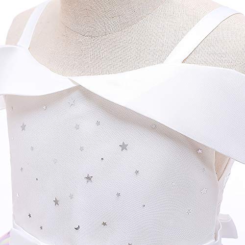Uhnice Girl's Off Shoulder Tulle Dress Sequin Flower Girl Tutu4