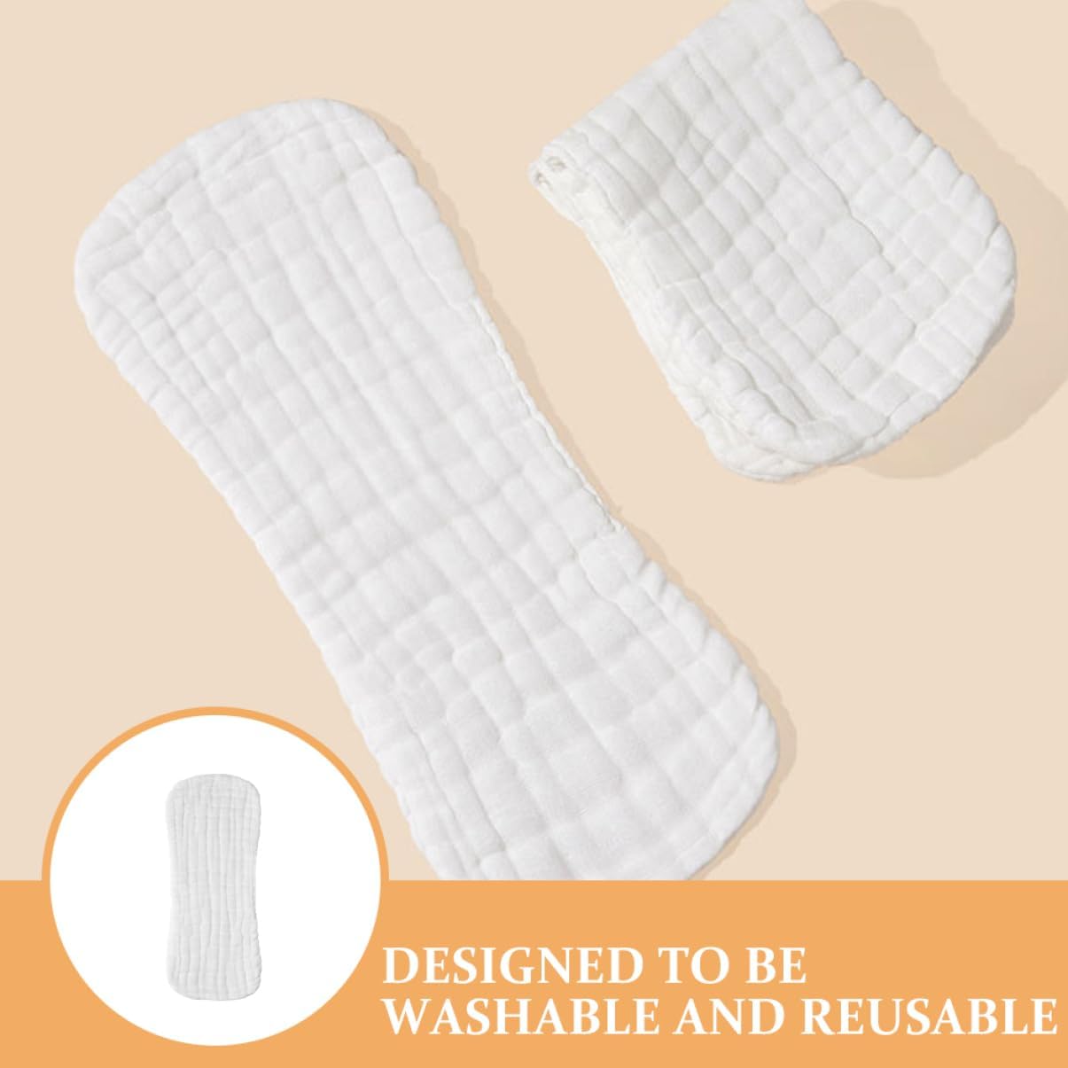 5pcs Breathable Cotton Diapers for Newborns Reusable Absorbent Cloth Diapers Soft Comfortable Fit for Months for Quick Absorption and