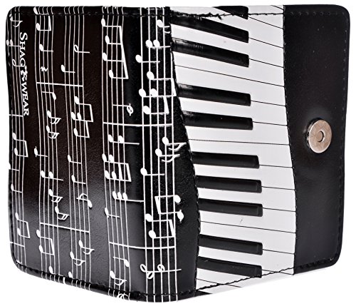 Shag Wear Piano Symphony Small Music Wallet for Women and Teen Girls Vegan Faux Leather 4.5" Black4