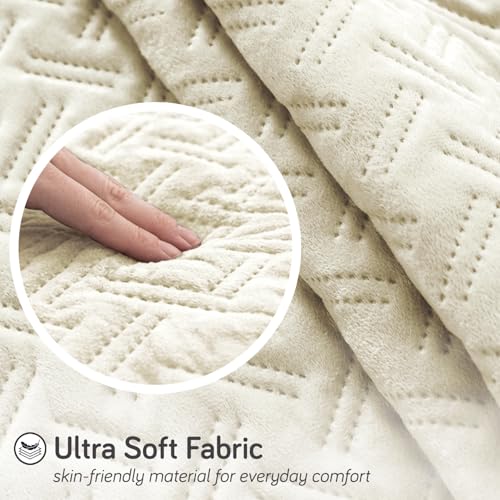 Image of HOKIPO Velvety Quilted Anti-Slip Sofa Cover Mats for L-Shape & 1 /2 / 3 Seater Sofa |DIY Sofa Cover Set, 'Softline Quilted Series' 70(W) x 180(L) cm | Butter Cream (AR-6318-CRM)