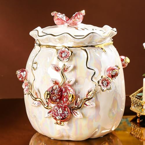 YUGXTH Ceramic Rice Bucket, Food Storage Container with Lid, Ceramic Airtight Storage Jars, Food Containers Jar, Home Rice Storage Box, for All Type of Foods(Red,15kg)