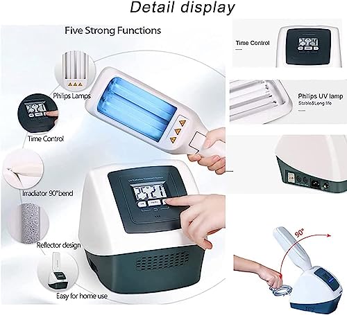 UVB Skin Care Light Therapy Device, 311 nm, luce per fototerapia a banda stretta con timer e display LCD per pelle, corpo e cuoio capelluto, due lampadine incluse