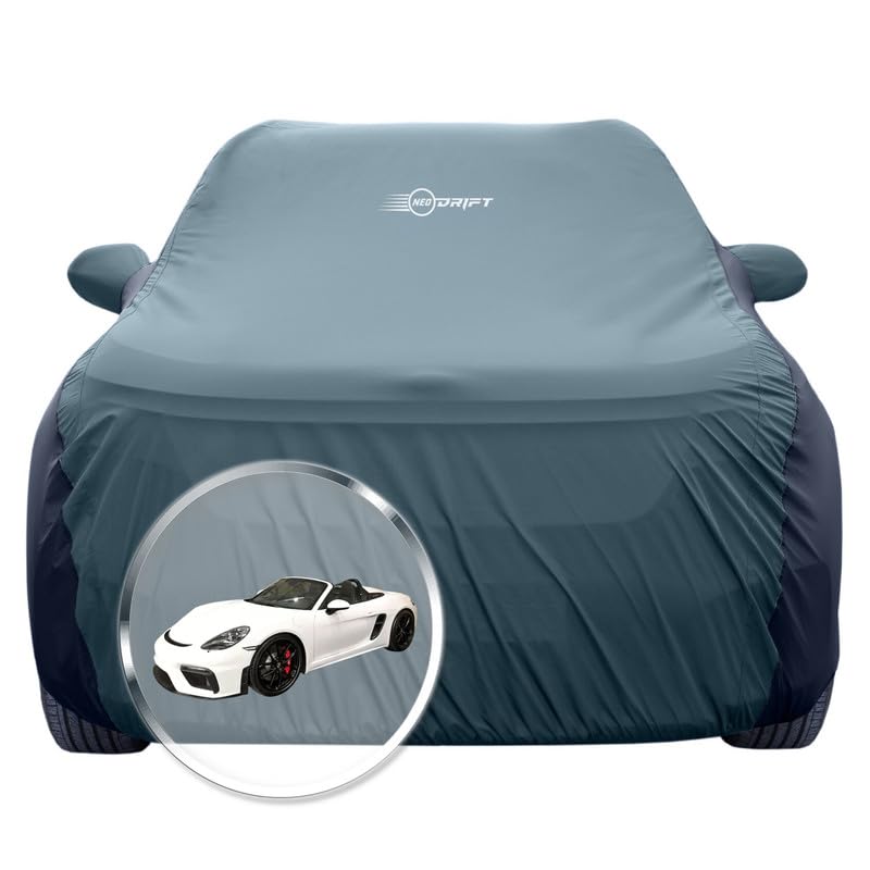 Image of NEODRIFT 'SuperTech' Car Cover for Porsche Boxster (100% Water-Resistant, All Weather Protection, Tailored Fit, Multi-Layered & Breathable Fabric) (Colour: D.Green+Black)