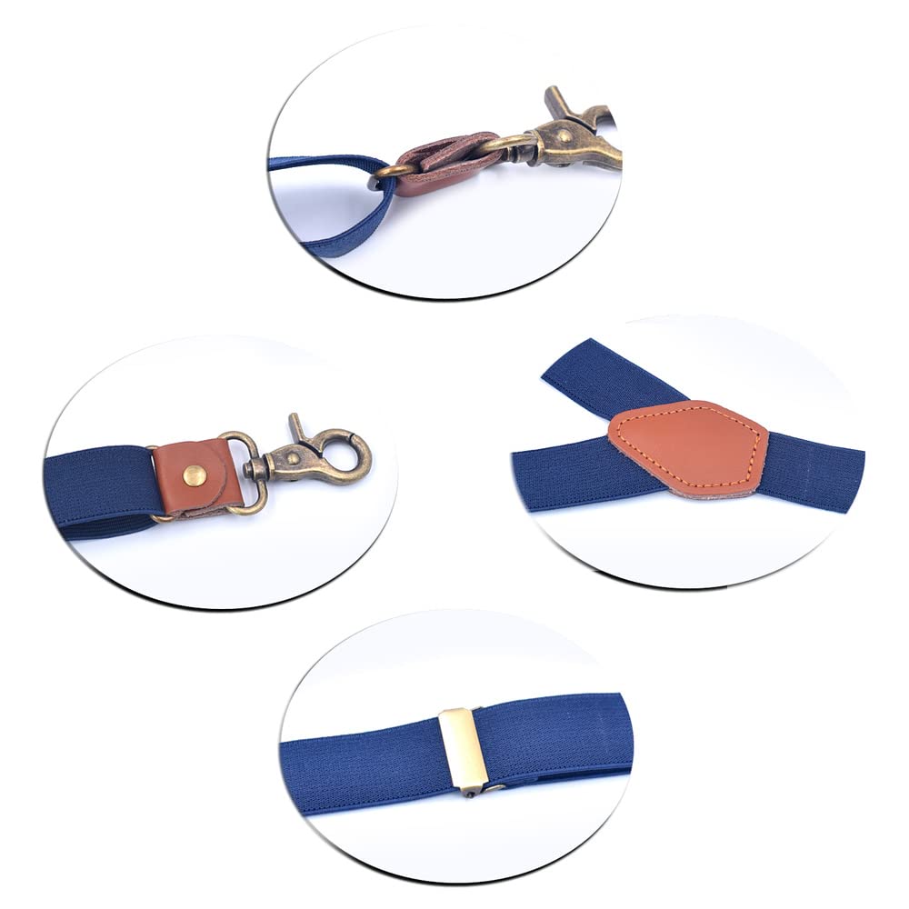 Cinturones Tirantes para Hombre en Forma de Y con Ganchos giratorios para Pantalones Vaqueros, con 3 Clips en la Parte Posterior, elásticos Ajustables, con Trabillas, Color Rojo Vi