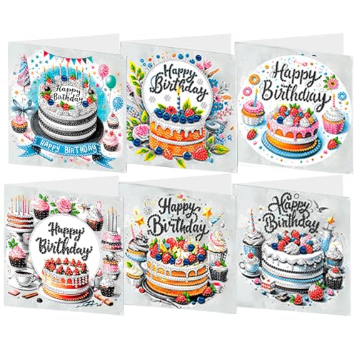 6 Pcs Diamond Art Cards Kits - 5D Diamond Painting Cards wit