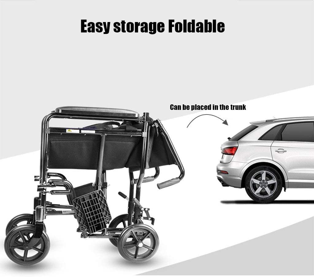 Sillas De Ruedas Silla De Ruedas Manual Plegable con Freno De Mano para Personas Mayores Silla De Ruedas De Transporte Plegable De Aleación De Aluminio Peso Máximo 220 Libras Ligera