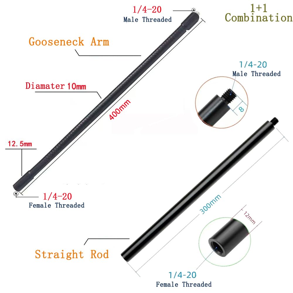 Supporto per webcam per telefono da scrivania regolabile a collo di cigno, supporto per fotocamera Logitech Webcam C922 C930e C920S C920 C615, ecc. (filettatura da 1/4")