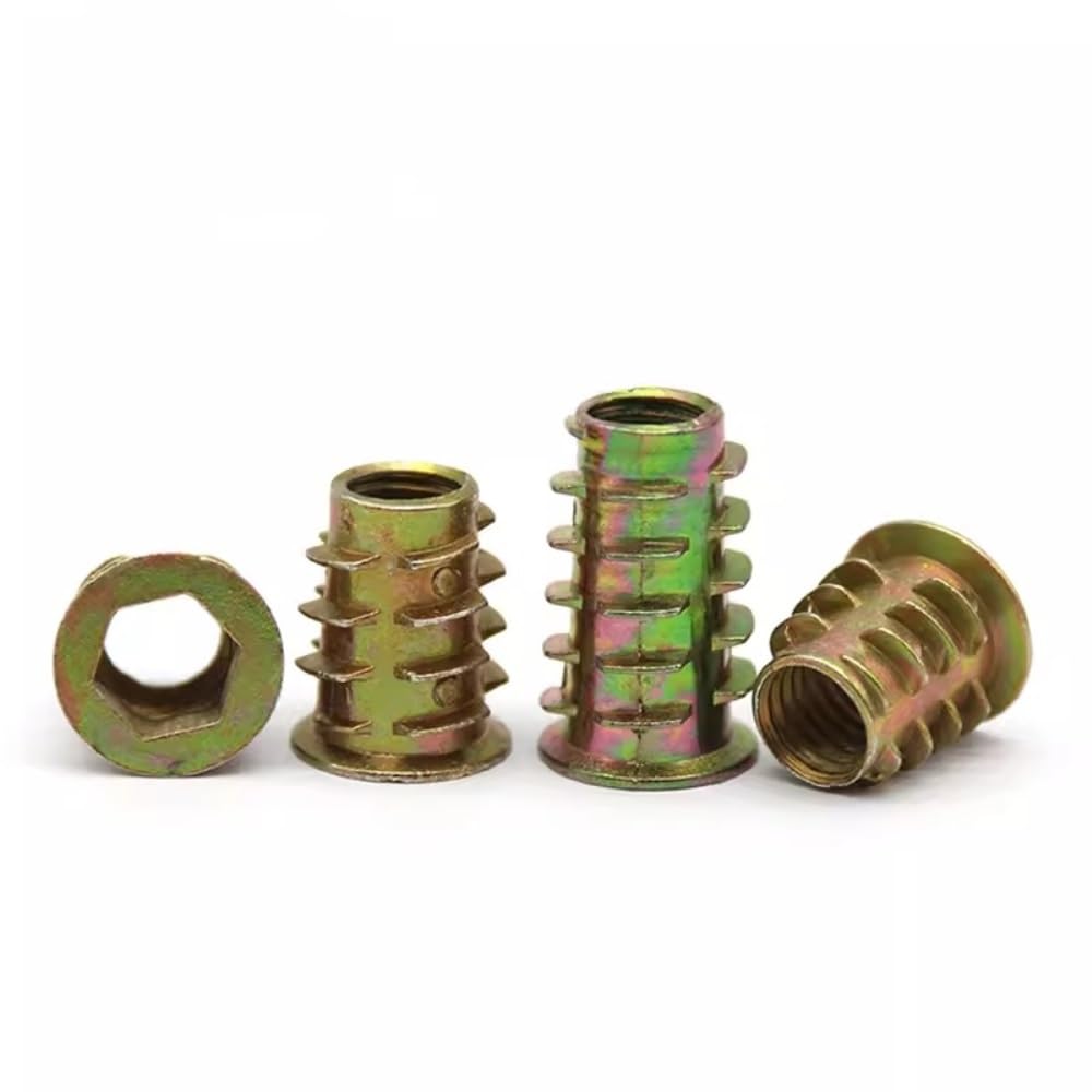 M4-M10 Kołnierzowe nakrętki sześciokątne ze stopu cynku, drewniane nakrętki wkładane do montażu mebli(M6x15 (100Pcs))